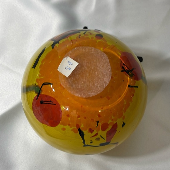 Handmade Blown Glass Bowl Vase Yellow Multi Big - Picture 7 of 8